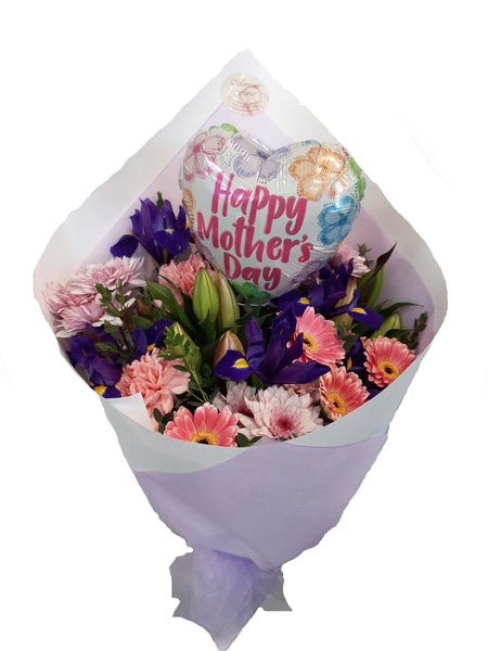 Mothers Day Florist choice Pastel Bouquet with Balloon.