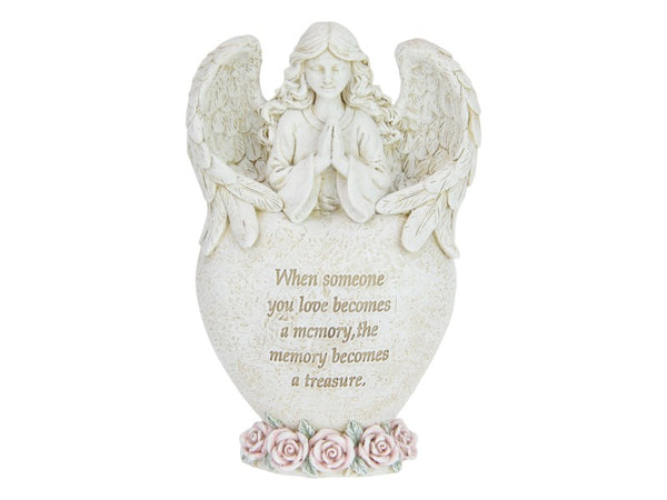 19cm Angel with Inspirational Heart - Memorial