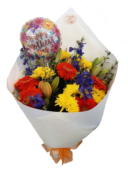 Mothers Day Florist choice bright Bouquet with Balloon